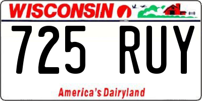 WI license plate 725RUY