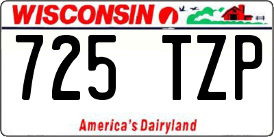 WI license plate 725TZP