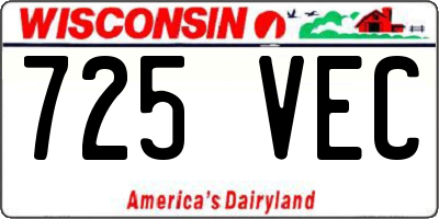 WI license plate 725VEC