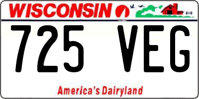 WI license plate 725VEG