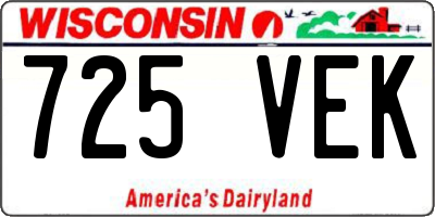 WI license plate 725VEK