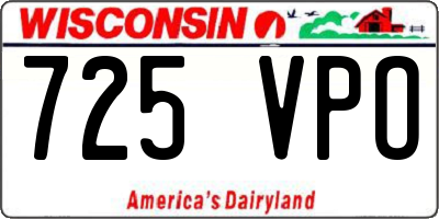 WI license plate 725VPO