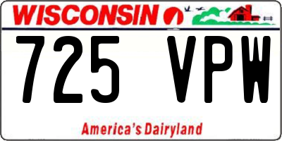 WI license plate 725VPW