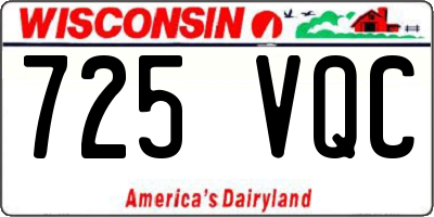 WI license plate 725VQC