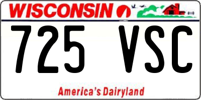 WI license plate 725VSC