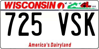 WI license plate 725VSK