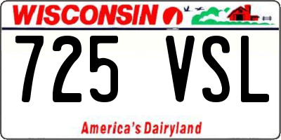 WI license plate 725VSL