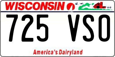 WI license plate 725VSO