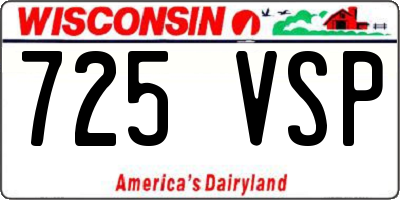 WI license plate 725VSP