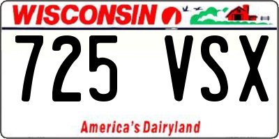 WI license plate 725VSX