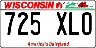 WI license plate 725XLO