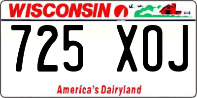 WI license plate 725XOJ