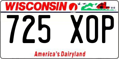 WI license plate 725XOP