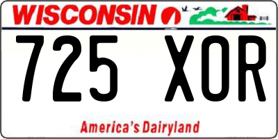 WI license plate 725XOR