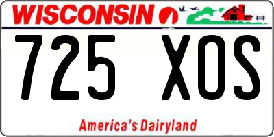 WI license plate 725XOS