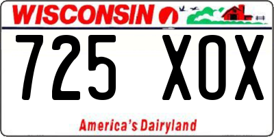 WI license plate 725XOX