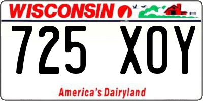 WI license plate 725XOY