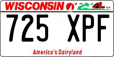 WI license plate 725XPF