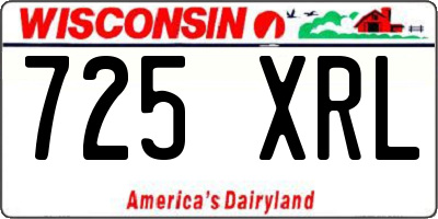WI license plate 725XRL