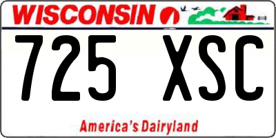 WI license plate 725XSC