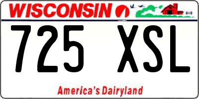 WI license plate 725XSL