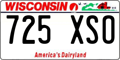 WI license plate 725XSO