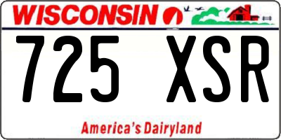 WI license plate 725XSR