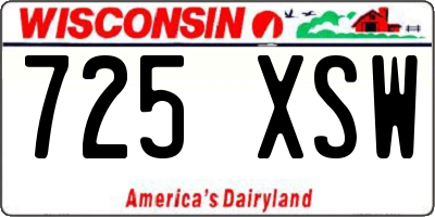 WI license plate 725XSW