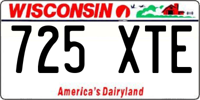 WI license plate 725XTE