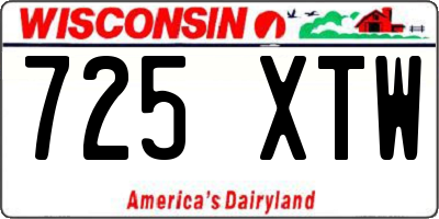 WI license plate 725XTW