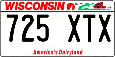 WI license plate 725XTX