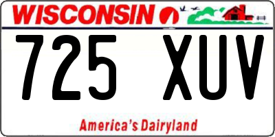 WI license plate 725XUV