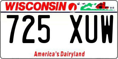WI license plate 725XUW