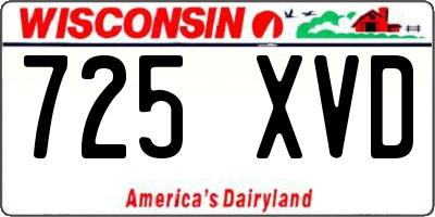WI license plate 725XVD