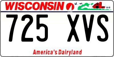 WI license plate 725XVS