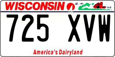 WI license plate 725XVW