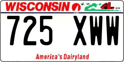 WI license plate 725XWW