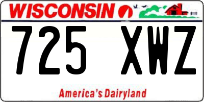 WI license plate 725XWZ