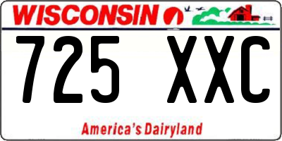 WI license plate 725XXC