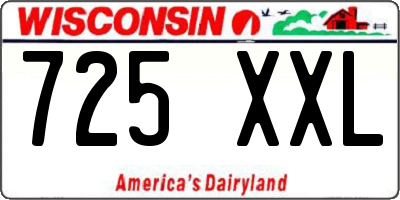 WI license plate 725XXL