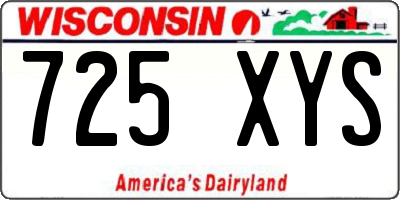 WI license plate 725XYS