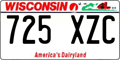 WI license plate 725XZC