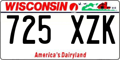 WI license plate 725XZK