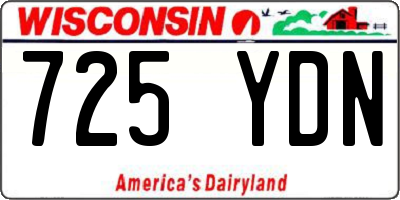 WI license plate 725YDN
