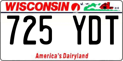 WI license plate 725YDT