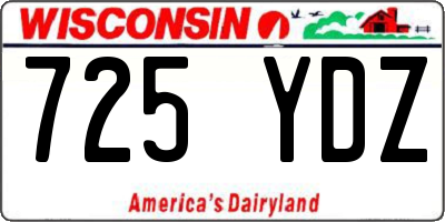 WI license plate 725YDZ