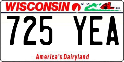 WI license plate 725YEA