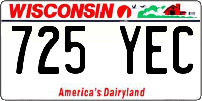 WI license plate 725YEC