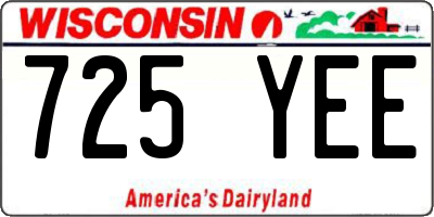 WI license plate 725YEE