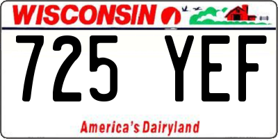 WI license plate 725YEF